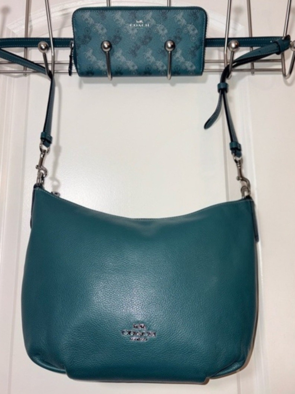 Coach Teal Leather Crossbody with Coach Teal Zip Wallet